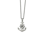 FJC Finejewelers Stainless Steel Antiqued and Polished Anchor 24in Necklace 24 Inches x 30.38 mm