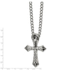 FJC Finejewelers Stainless Steel Curb Antiqued and Cross Slide 24in Necklace 24 Inches x 44 mm