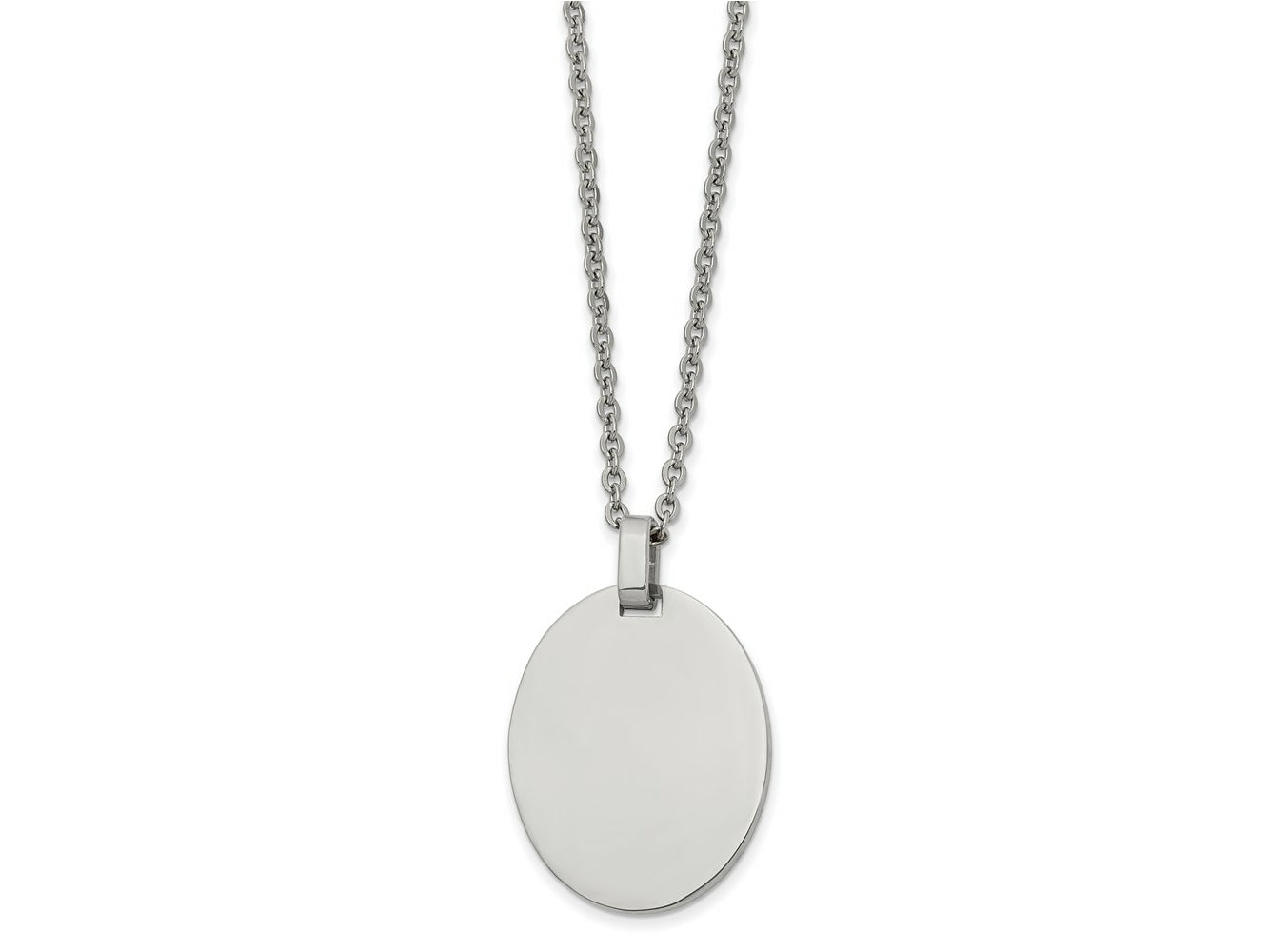 FJC Finejewelers Stainless Steel Fancy Polished Oval 22in Necklace 22 Inches x 25 mm