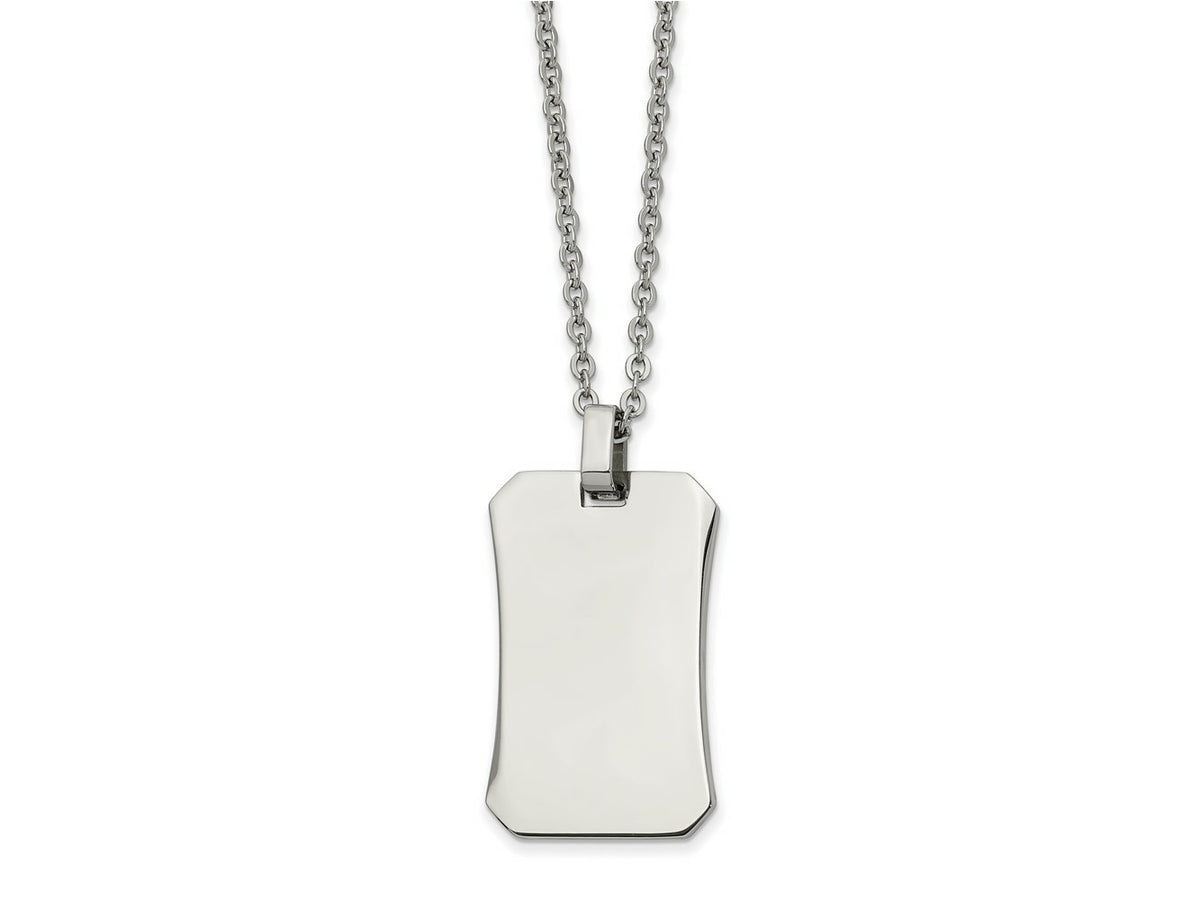 FJC Finejewelers Stainless Steel Polished 22in Dog Tag Necklace 22 Inches x 21.67 mm