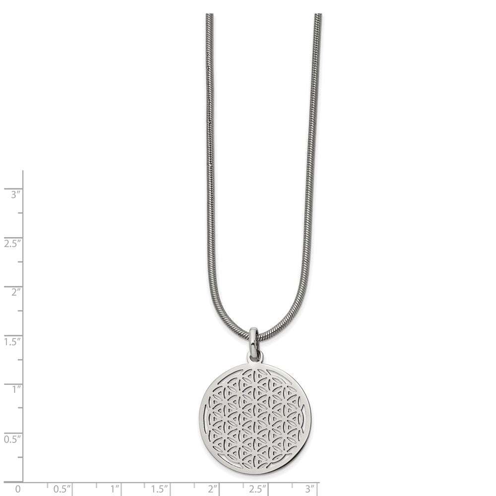 FJC Finejewelers Stainless Steel Snake Flower Cut-out Small Circle Necklace 18 Inches x 29.8 mm