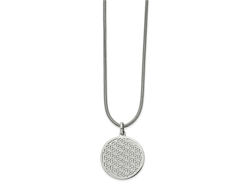 FJC Finejewelers Stainless Steel Snake Flower Cut-out Small Circle Necklace 18 Inches x 29.8 mm