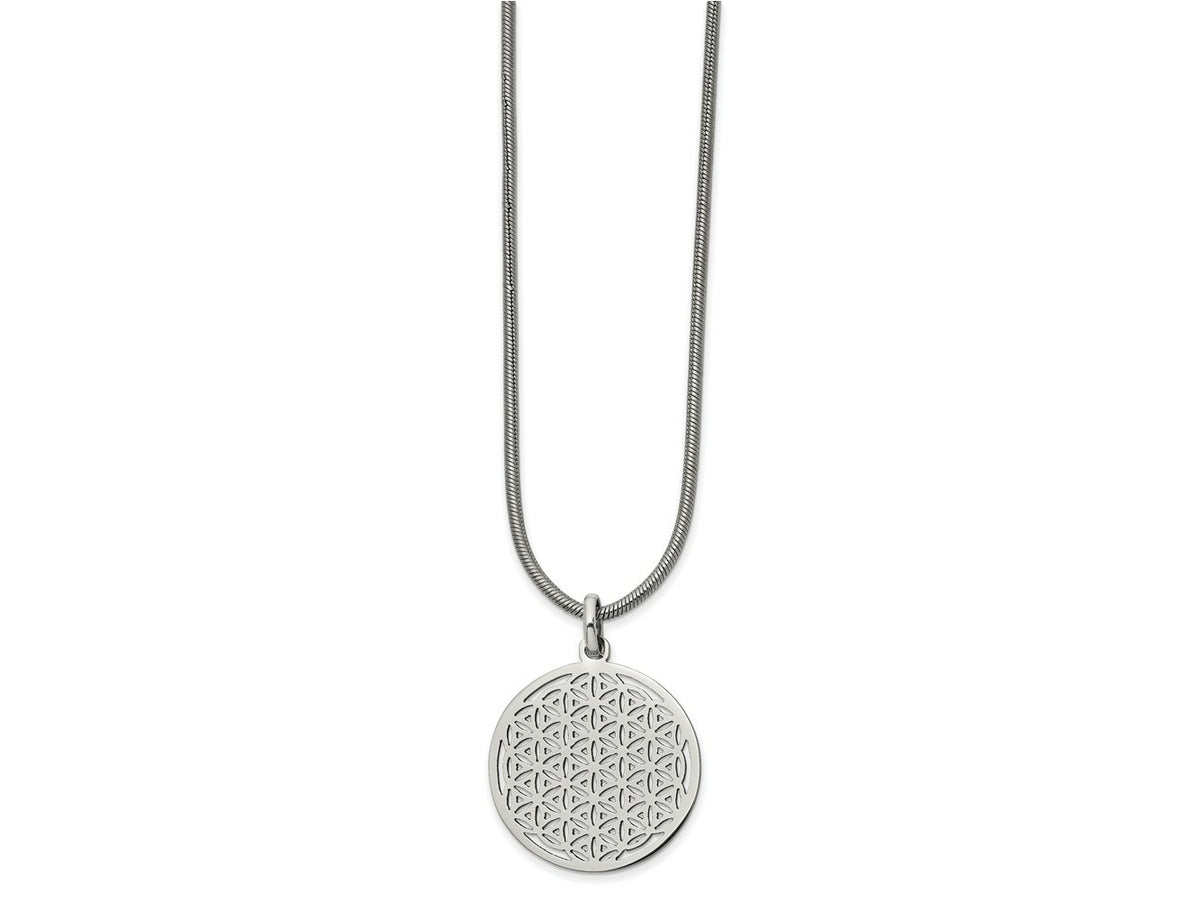FJC Finejewelers Stainless Steel Snake Flower Cut-out Small Circle Necklace 18 Inches x 29.8 mm