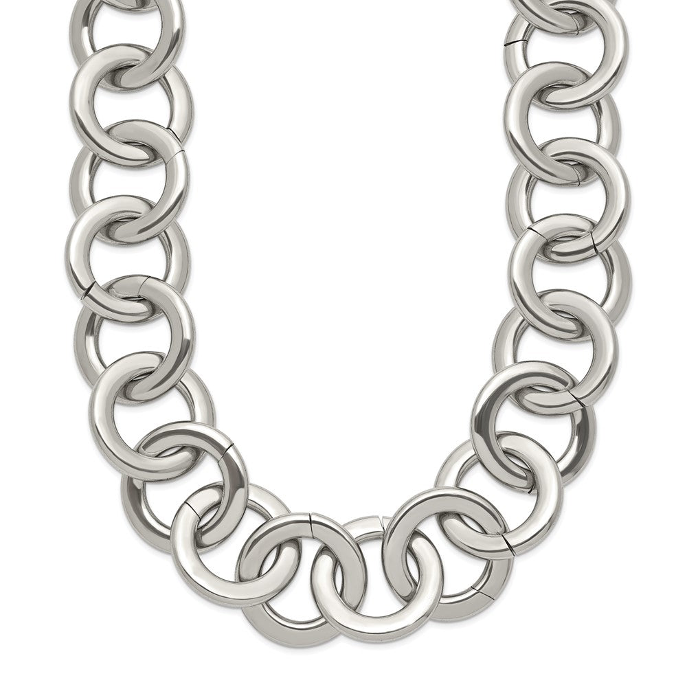 FJC Finejewelers Stainless Steel Polished Circle Link Necklace 17 Inches x 17.75 mm
