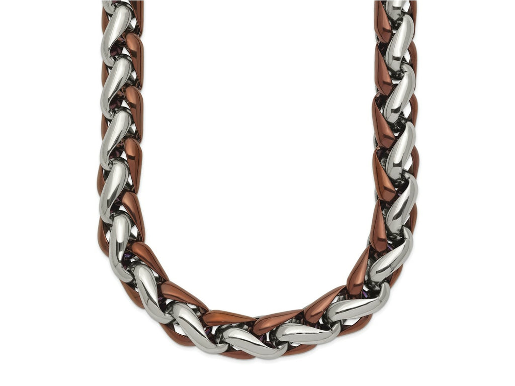 FJC Finejewelers Stainless Steel Open Link Polished Brown IP-plated Necklace 24 Inches x 10.78 mm