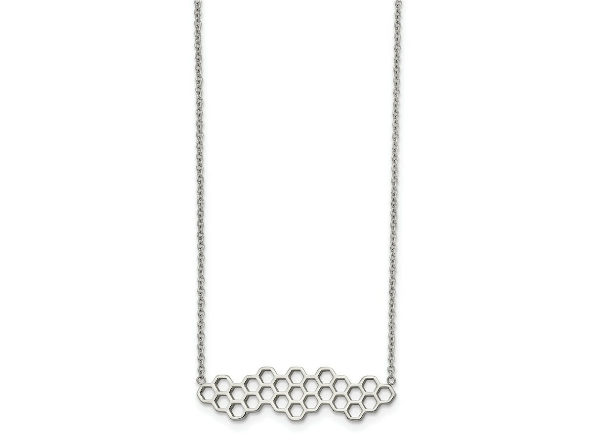 FJC Finejewelers Stainless Steel Fancy Honeycomb Necklace 19 Inches x 11.39 mm