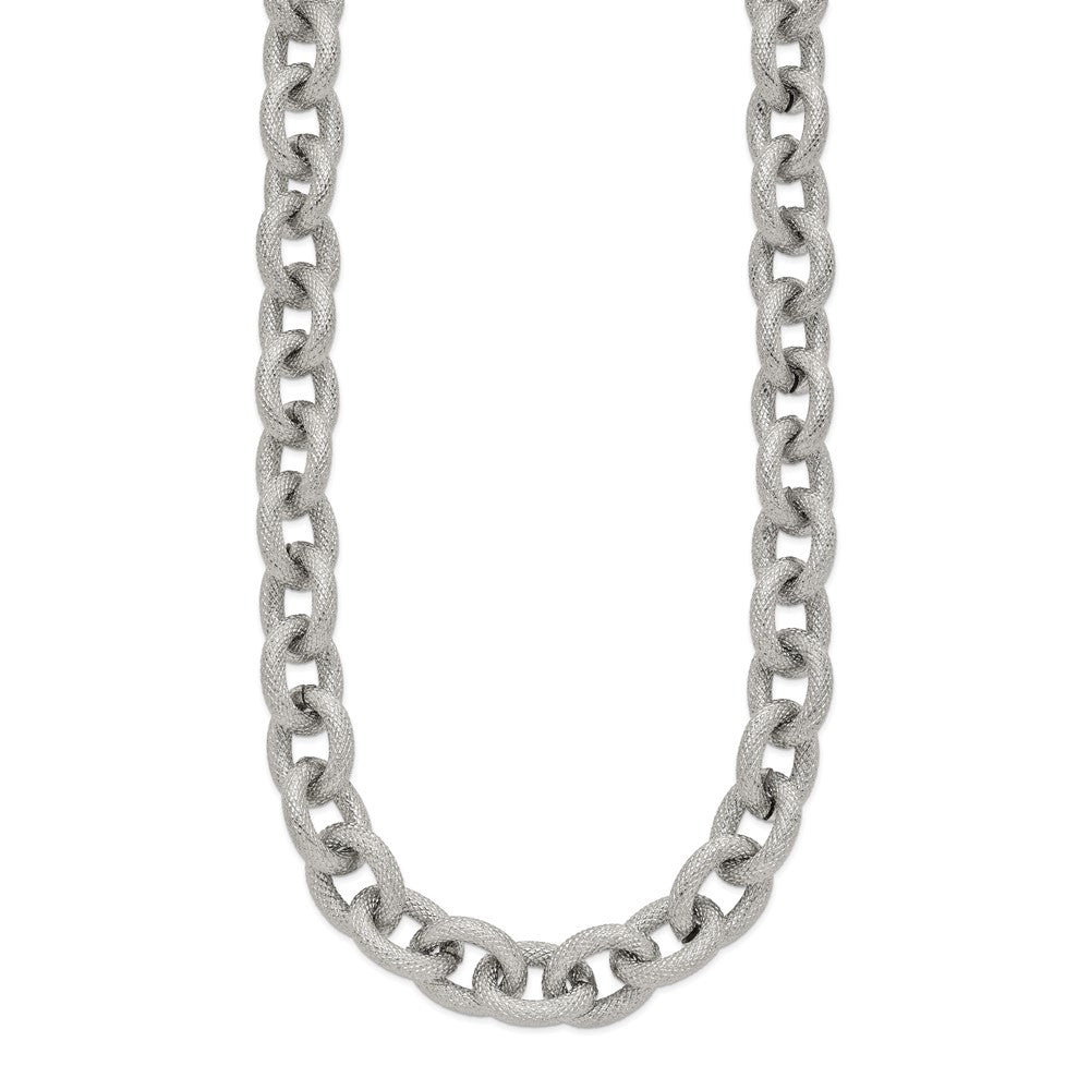 FJC Finejewelers Stainless Steel Polished and Textured Link 16.5in 2 in ext. Necklace 18.5 Inches x 11.93 mm