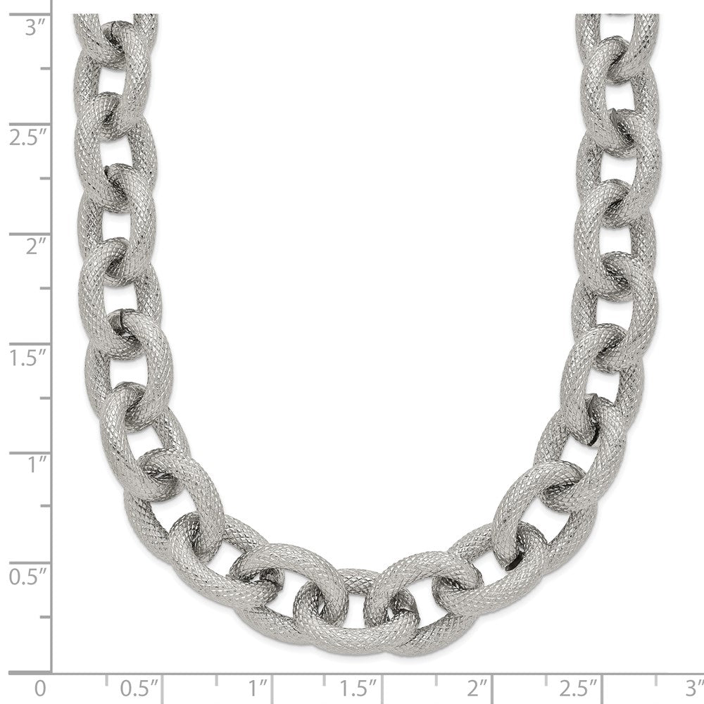 FJC Finejewelers Stainless Steel Polished and Textured Link 16.5in 2 in ext. Necklace 18.5 Inches x 11.93 mm