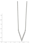 FJC Finejewelers Stainless Steel Fancy with Preciosa Crystal with 1.25in ext V-shape Necklace 17.75 Inches x 21 mm