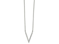 FJC Finejewelers Stainless Steel Fancy with Preciosa Crystal with 1.25in ext V-shape Necklace 17.75 Inches x 21 mm