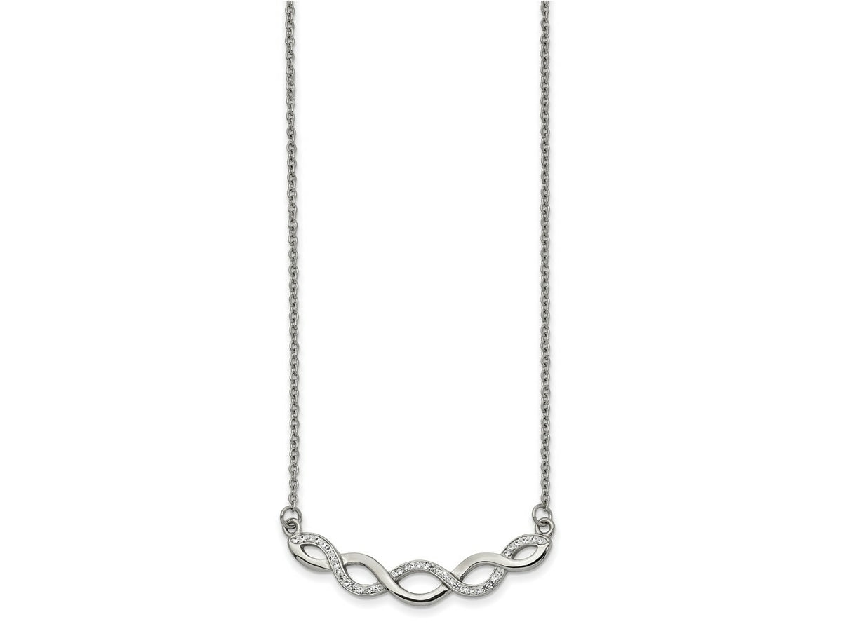 FJC Finejewelers Stainless Steel Fancy with Preciosa Crystal Necklace 18.5 Inches x 6.4 mm