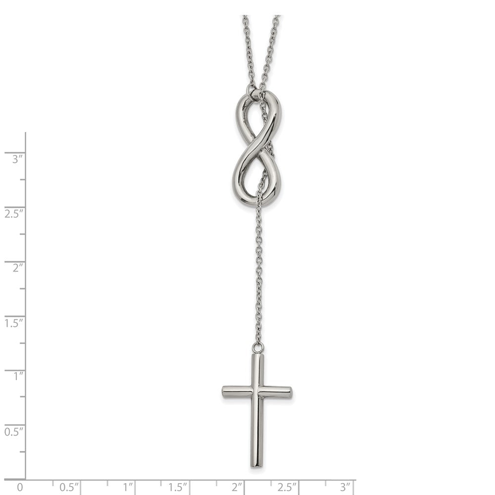 FJC Finejewelers Stainless Steel Cross Infinity Adjust. to 25in Slipon Necklace 25 Inches x 16 mm