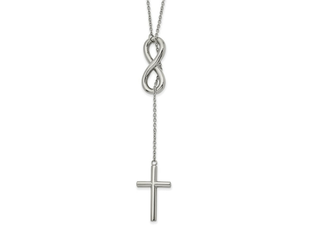 FJC Finejewelers Stainless Steel Cross Infinity Adjust. to 25in Slipon Necklace 25 Inches x 16 mm