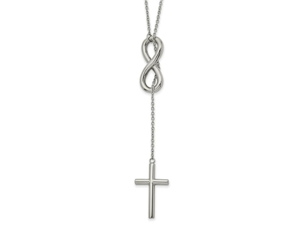 FJC Finejewelers Stainless Steel Cross Infinity Adjust. to 25in Slipon Necklace 25 Inches x 16 mm
