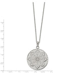 FJC Finejewelers Stainless Steel Fancy Polished Cut-out Floral Necklace 22 Inches x 34.8 mm