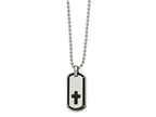 FJC Finejewelers Stainless Steel Ball Black IP plated Cross Dog tag 22in Necklace 22 Inches x 16 mm