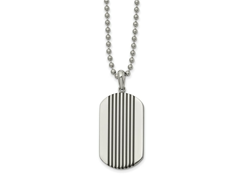 FJC Finejewelers Stainless Steel with Black Enamel Stripes Dog Tag Necklace 22 Inches x 19.88 mm