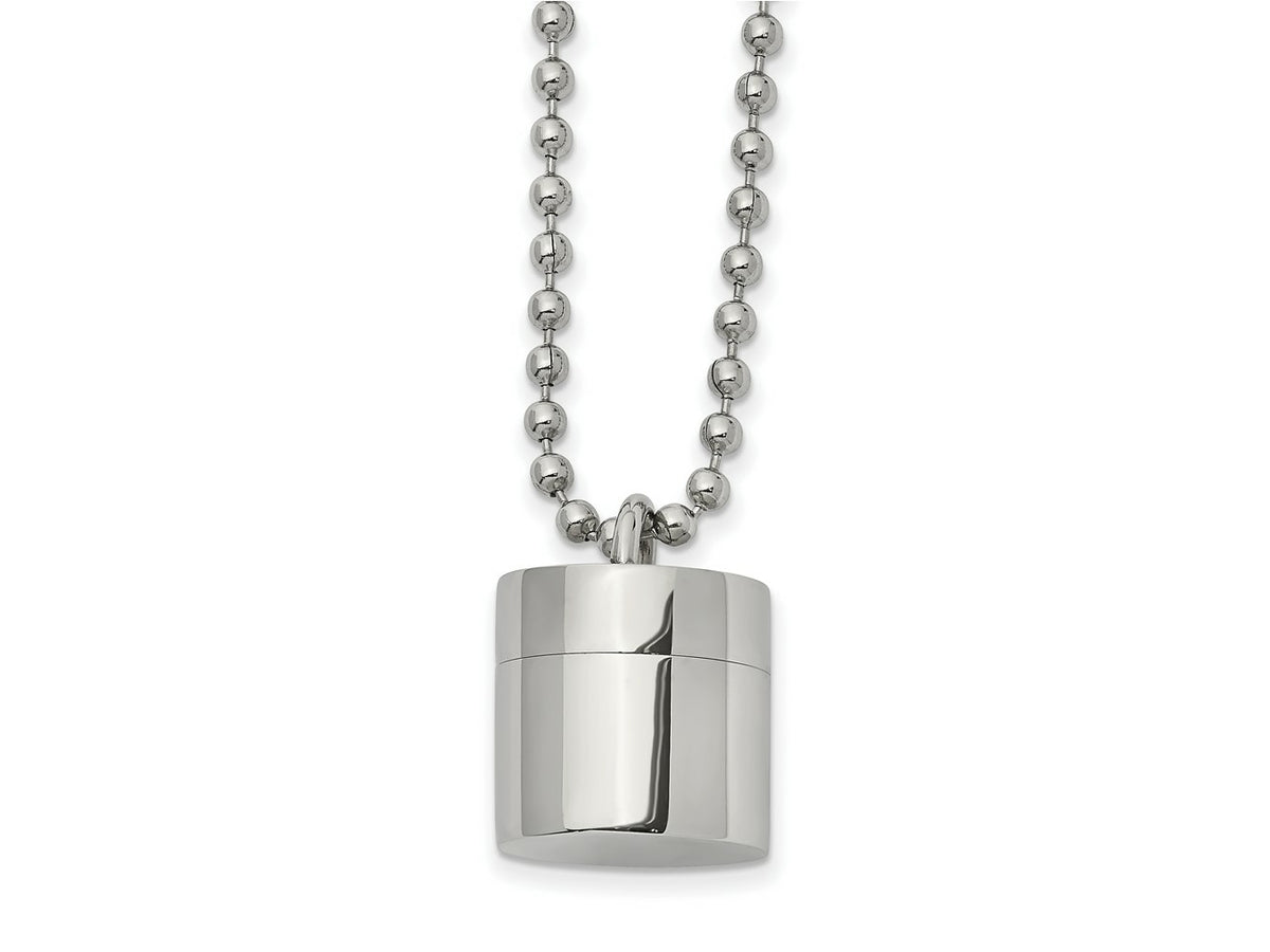 FJC Finejewelers Stainless Steel Polished Capsule that Opens Necklace 22 Inches x 15.02 mm