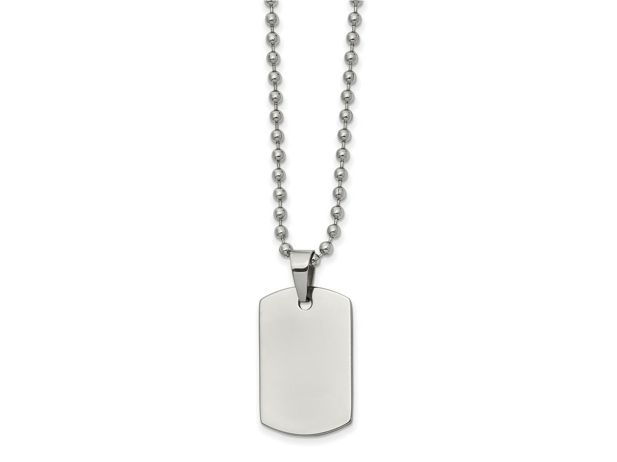 FJC Finejewelers Stainless Steel Brushed and Reversible Dog Tag Necklace 22 Inches x 15.97 mm