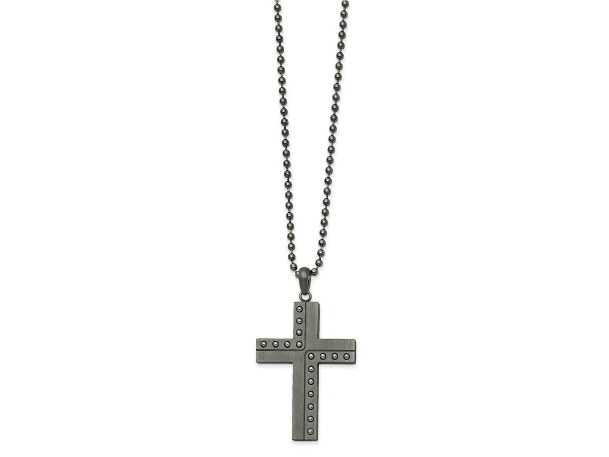 FJC Finejewelers Stainless Steel Matte Finish Gun Metal IP Cross 22in Necklace 22 Inches x 31 mm