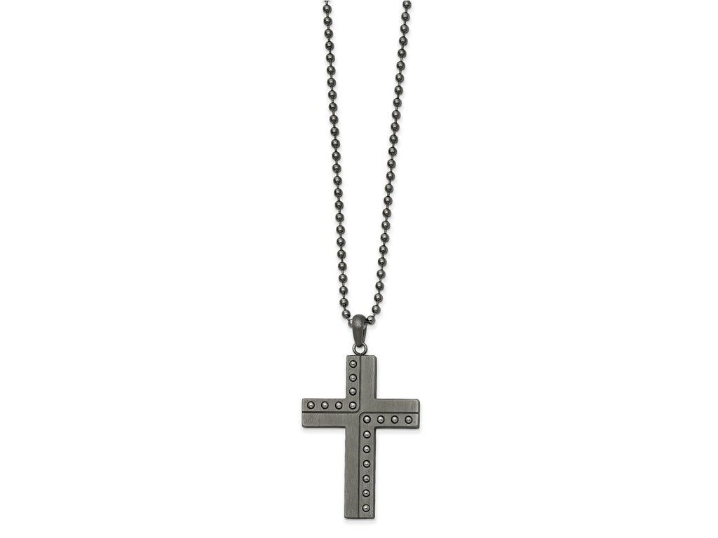FJC Finejewelers Stainless Steel Matte Finish Gun Metal IP Cross 22in Necklace 22 Inches x 31 mm