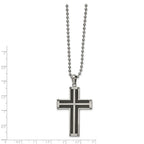 FJC Finejewelers Stainless Steel Ball Black IP-plated Laser cut Cross 22in Necklace 22 Inches x 30 mm