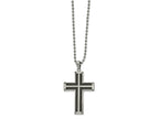 FJC Finejewelers Stainless Steel Ball Black IP-plated Laser cut Cross 22in Necklace 22 Inches x 30 mm