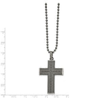 FJC Finejewelers Stainless Steel Ball Antiqued and GunMetal IP Cross 22in Necklace 22 Inches x 29 mm