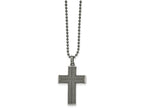 FJC Finejewelers Stainless Steel Ball Antiqued and GunMetal IP Cross 22in Necklace 22 Inches x 29 mm