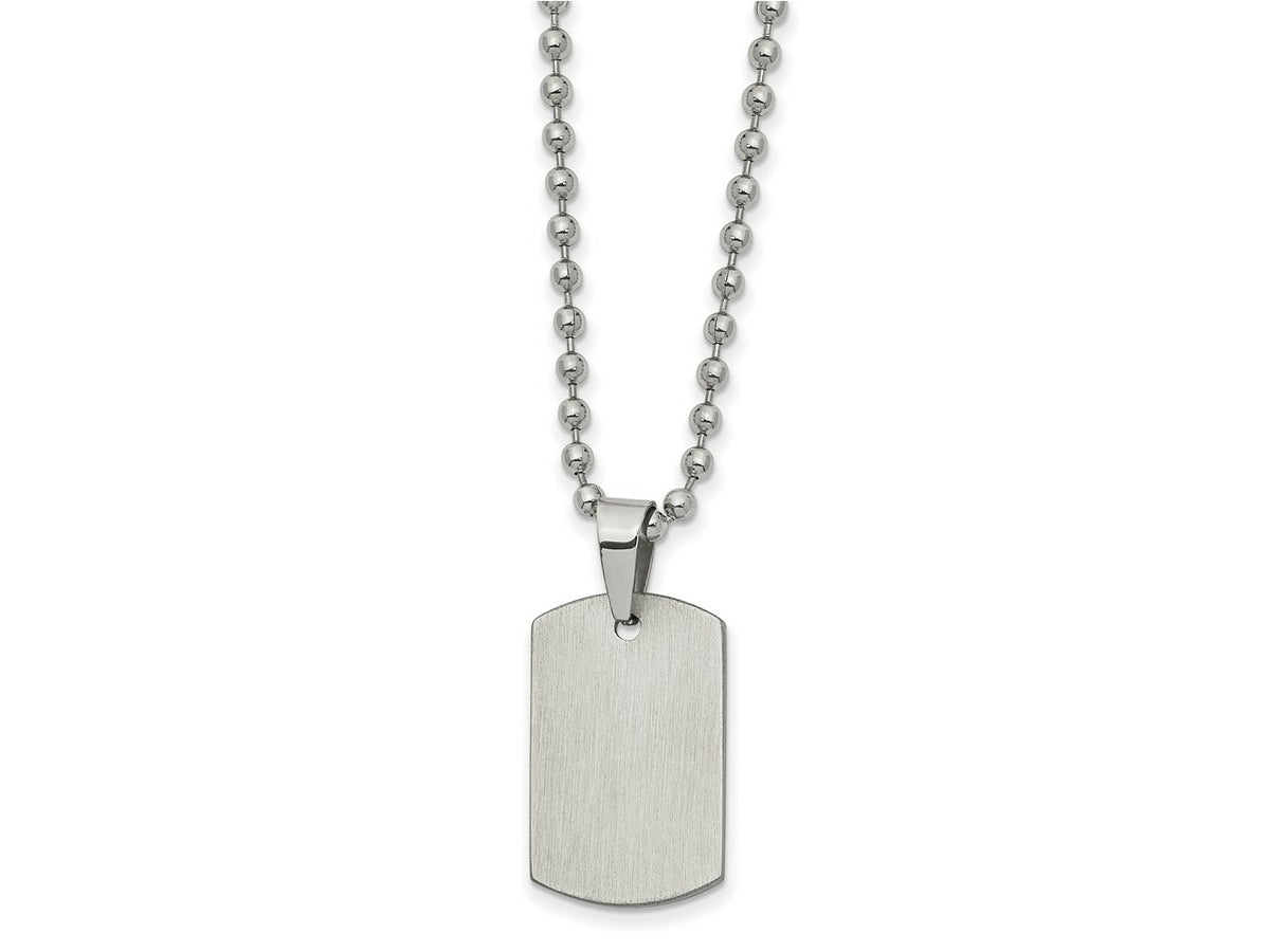 FJC Finejewelers Stainless Steel Ball Brushed and Reversible Dog Tag Necklace 22 Inches x 14.2 mm