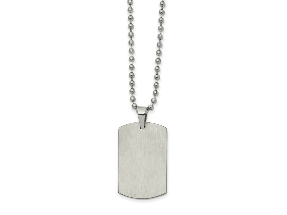 FJC Finejewelers Stainless Steel Ball Brushed and Reversible Dog Tag Necklace 22 Inches x 20.16 mm
