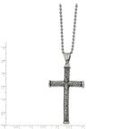 FJC Finejewelers Stainless Steel Ball Antiqued and Cross 22in Necklace 22 Inches x 34 mm