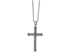 FJC Finejewelers Stainless Steel Ball Antiqued and Cross 22in Necklace 22 Inches x 34 mm