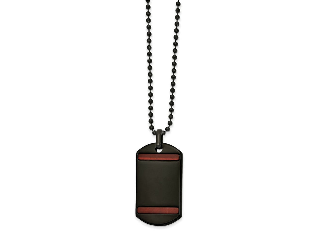 FJC Finejewelers Stainless Steel Black IP with Tiger's Eye Dog Tag 22in Necklace 22 Inches x 22.86 mm