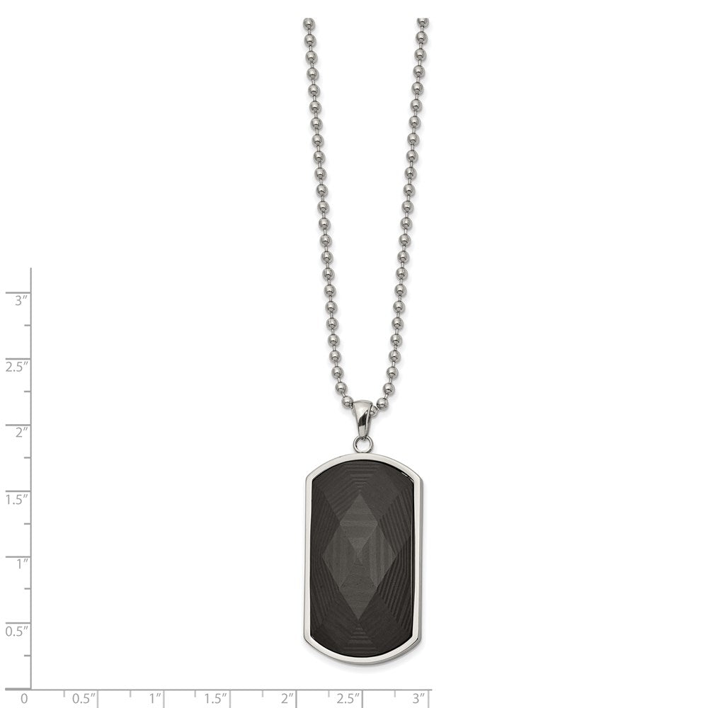 FJC Finejewelers Stainless Steel Dog Tag Solid Black Carbon Fiber Inlay Necklace 24 Inches x 22.86 mm