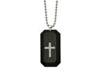 FJC Finejewelers Stainless Steel Box with Solid Carbon Fiber and CZ Cross DogTag Necklace 24 Inches x 24