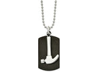 FJC Finejewelers Stainless Steel Polished Black IP-plated Hammer Dog Tag Necklace 24 Inches x 24.22 mm