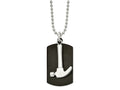 FJC Finejewelers Stainless Steel Polished Black IP-plated Hammer Dog Tag Necklace 24 Inches x 24.22 mm