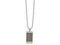 FJC Finejewelers Stainless Steel Brushed with Gray Wood Inlay Necklace 24 Inches x 17.99 mm