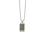 FJC Finejewelers Stainless Steel Brushed with Gray Wood Inlay Necklace 24 Inches x 17.99 mm