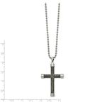 FJC Finejewelers Stainless Steel Ball with Gray Wood Inlay Cross 24in Necklace 24 Inches x 31 mm