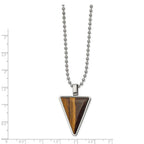FJC Finejewelers Stainless Steel Polished with Tiger's Eye Triangle Necklace 24 Inches x 23.56 mm