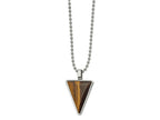 FJC Finejewelers Stainless Steel Polished with Tiger's Eye Triangle Necklace 24 Inches x 23.56 mm