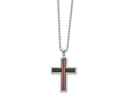 FJC Finejewelers Stainless Steel Brushed and with Fiber Glass Cross 22 inch Necklace 22 Inches x 31 mm