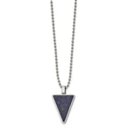 FJC Finejewelers Stainless Steel Fancy Polished with Genuine Lapis Triangle Necklace 22 Inches x 23.59 mm