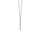 FJC Finejewelers Stainless Steel Bar Polished with CZ BAR Necklace 16 Inches x 1.3 mm