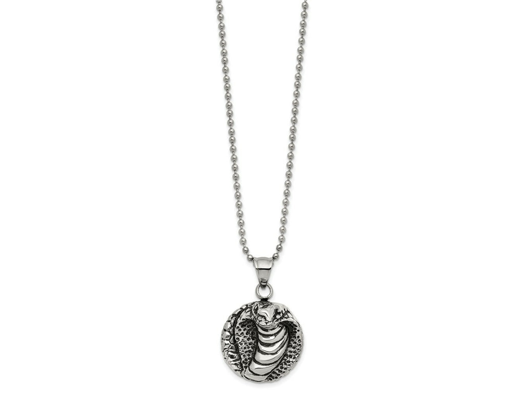 FJC Finejewelers Stainless Steel Ball Antiqued and Polished Cobra Necklace 22 Inches x 25.72 mm