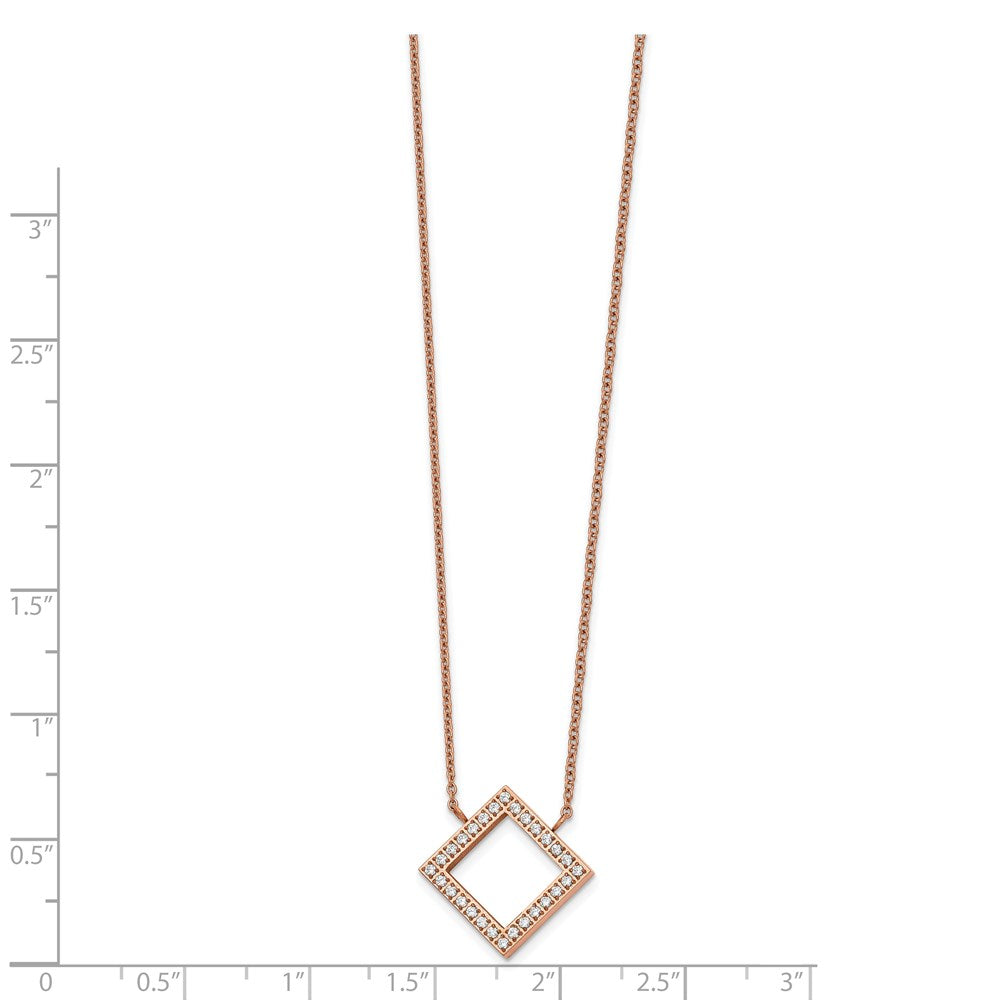 FJC Finejewelers Stainless Steel Rose IP-plated CZ Necklace 19.5 Inches x 12.9 mm
