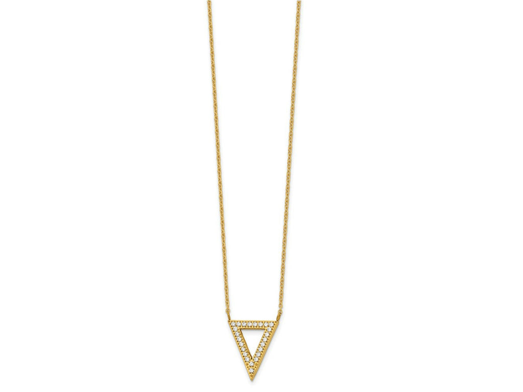 FJC Finejewelers Stainless Steel Yellow IP-plated CZ Triangle Necklace 19.5 Inches x 12.6 mm