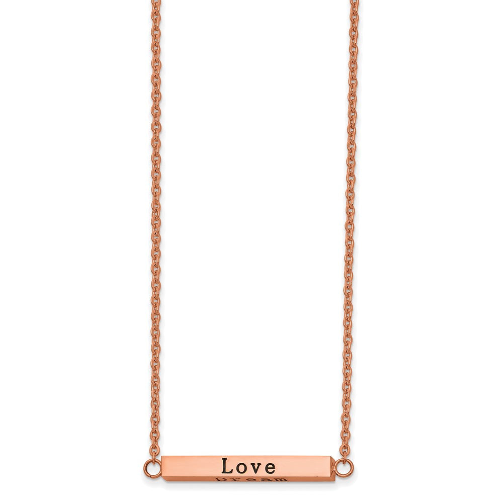 FJC Finejewelers Stainless Steel Cable Rose IP Plated CZ ENJOY Bar Necklace 18 Inches x 3.9 mm